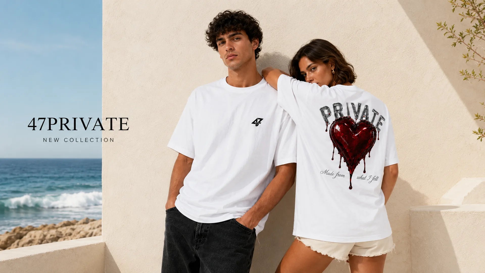 Camiseta TRUE LOVE de 47PRIVATE — tee blanca corazón Made from what I felt